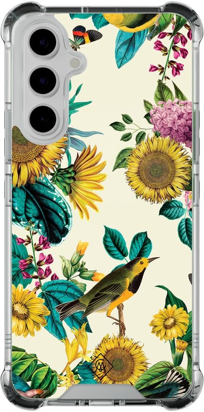Casimoda® hoesje - Geschikt voor Samsung Galaxy A54 - Zonnebloemen / Bloemen - Shockproof case - Extra sterk - TPU/polycarbonaat - Multi, Transparant