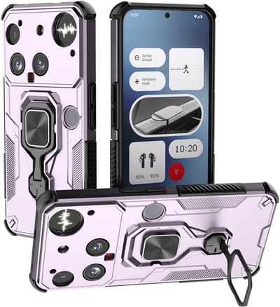 MobyDefend Hoesje - Geschikt voor Nothing Phone (3) - Dubbelgelaagde Pantsercase Met Standaard - Roze