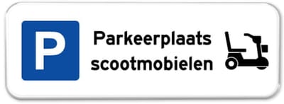 Parkeerbord Scootmobielen - Weerbestendig Aluminium - 40x15 cm - Bevestiging: Zonder bevestiging (alleen het bord)