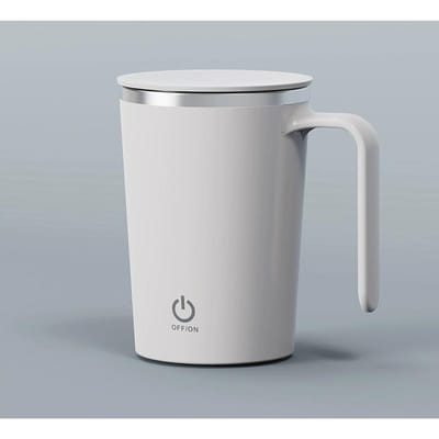 Magnetische Automatische Mengbekers Keuken Elektrische Roer Koffiekop Oplaadbare Roterende Koffie Melk Blender Luie Roerbeker 350ml white