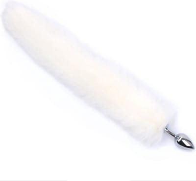 Jumada's - Kleine buttplug - lange staart - 75 cm - wit - maat S - anaal plug met witte staart