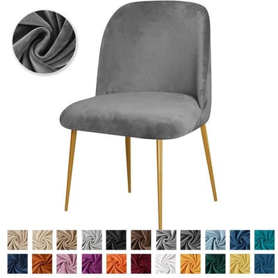 6 stuks/set Elastische Eetkamerstoelhoezen Velvet Effen Kleur Lage Rug Duckbill Stoelhoezen Stretch Zachte Stoelhoes Huis Hotel 6PCS chair cover gray
