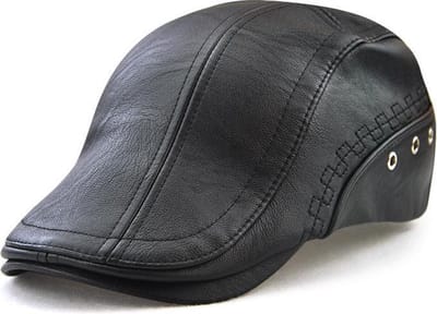 Flatcap - Platte pet - Nep leer - Verstelbaar - Zwart