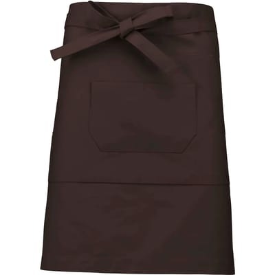 Kariban Katoenen halflang schort K898 - Chocolate - One size