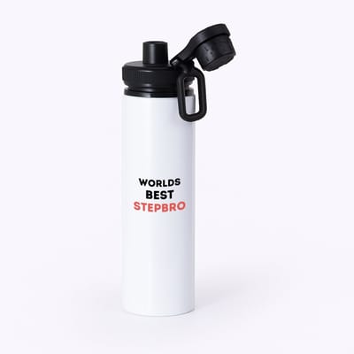 Hacebo® - worlds best stepbro waterfles met draaidop zwart - Broer - de beste stiefbroer - verjaardagscadeau - verjaardag - cadeau - cadeautje voor broer - broer artikelen - kado - geschenk - gift - water fles - 850ML