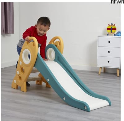 RFWR® Kinderen Raketglijbaan - Glijbaan speelset voor binnen of buiten, groen en goud, 645 x 330 x 1250mm