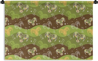 Wandkleed - Wanddoek - Steenbok - Design - Astrologie - 180x120 cm - Wandtapijt