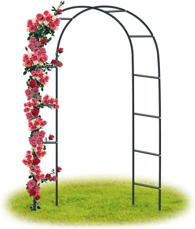 Speed rozenboog boog boog trellis roos hulpmiddel gemaakt van gepoedercoat staal, tuindecoratie en decoratie klimmer weerbestendig 240 x 140 x 38 cm/zwart