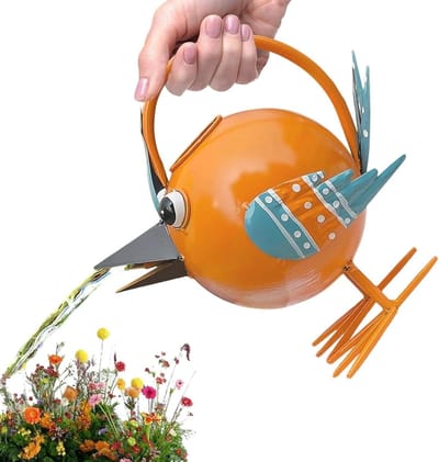 Metalen Gieter - Waterkan Vogel - Planten Water Geven - Decoratief Vogelontwerp - 19 Liter - Oranje