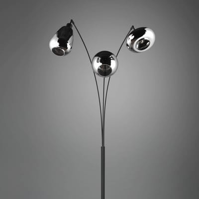 TRIO LUMINA - Vloerlamp - Zwart - ecxl. 3x E14 28W - Voetschakelaar - Verchroomd glas