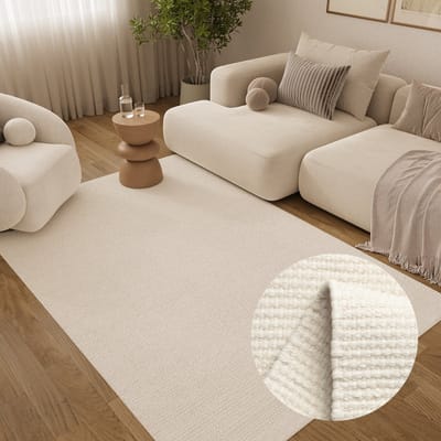 Tapiso Loni Vloerkleed van Wol – Handgeweven Wollen Tapijt voor Eetkamer, Woonkamer en Slaapkamer – Natuurlijk Wit – Modern & Zacht 120x170