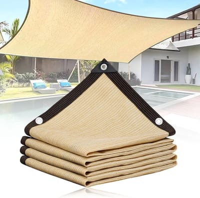 KZQ Rechthoekig Zonnescherm Schaduwdoek 2x3 M Uv Werend Beige Voor Tuin Kas En Zwembad