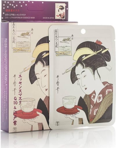 Mitomo  Q10  Japan Skincare Rituals Face Mask Verjongende en Verzorgende Gezichtsmasker met Q10, Aloe Vera en Hyaluron - Gezichtsverzorging vrouw - 4 Stuks Box