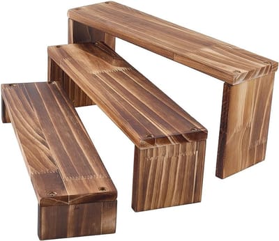 Houten Organisator voor Parfum en Cupcakes met 3 Verdiepingen voor Beurzen en Tafeldisplays, Burlywood
