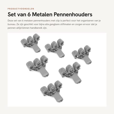 Dailygoods- Pennenhouder - 6 Stuks Metalen - Clip van Mangaanstaal - Organizer voor Notitieboeken - Lichtgewicht en Sterk - Geschikt voor Verpleegkundige - Pennenclip