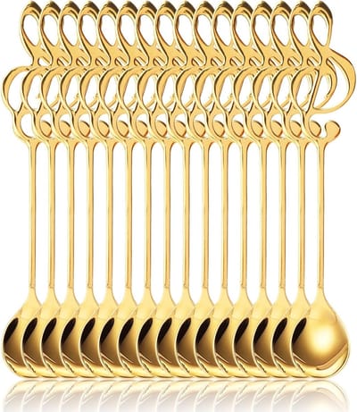 16 Delige Set Muzieknoot Koffielepels van RVS, Decoratieve Lepels voor Koffie, Thee en Dessert, Perfecte Cadeaus voor Muzikanten