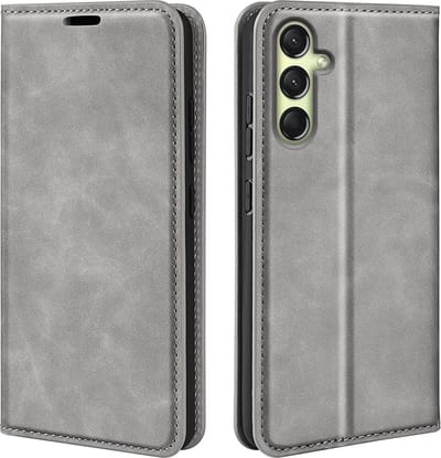 MobyDefend Hoesje - Geschikt voor Samsung Galaxy A16 - Luxe Wallet Bookcase (Magnetische Sluiting) - Grijs