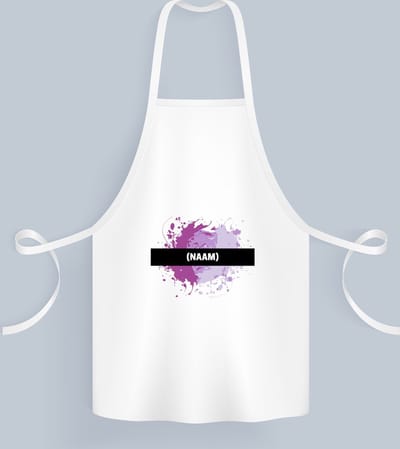 Akyol - paarse verfvlek met eigen naam Keukenschort - Kunst - kunstenaars/kunstenaressen - verjaardag - mensen die houden van verven - kunst liefhebbers - cadeau - kado - geschenk - gift - 82 bij 71 cm