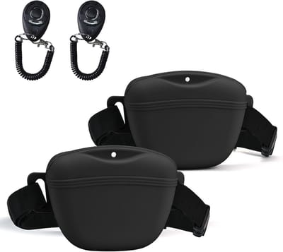Honden Trainingspouch - Honden Snack Tas - Hondentraining Belonen - Inclusief Clicker - 21.9 x 17.7 x 6.6 cm - Donkergrijs