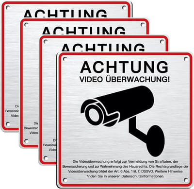 Waarschuwingsbord Camera - Bewaking Bord - Terrein Beveiligen - Aluminium Materiaal - 15x15 cm - Zilverkleurig