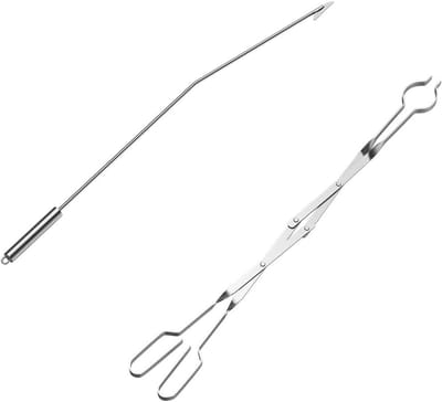 Vuurplaats Gereedschap - Haard Pook - Buiten Vuur Maken - Extra Lange Pook - 40 en 36 Inch - Zilverkleurig