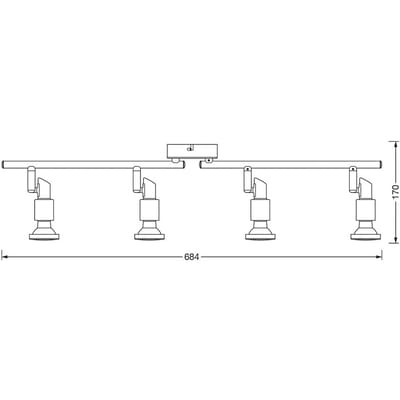 OSRAM LED spot GU10 4-lamps, draaibaar, LED's, warm wit (2700 K), plafond- en wandspot in nikkel, 10,4 W, 920 lm