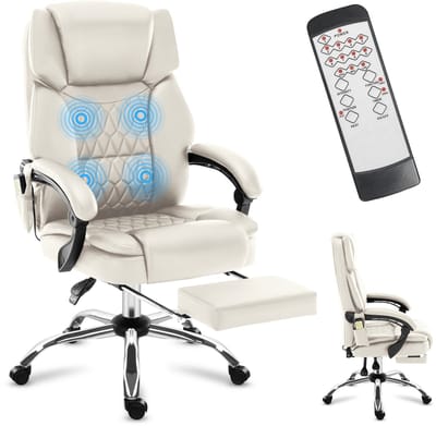Mark Adler Boss 6.0 Ergonomische Bureaustoel met Massage - Luxe Directiestoel - Comfortabele Kantoorstoel - Beige