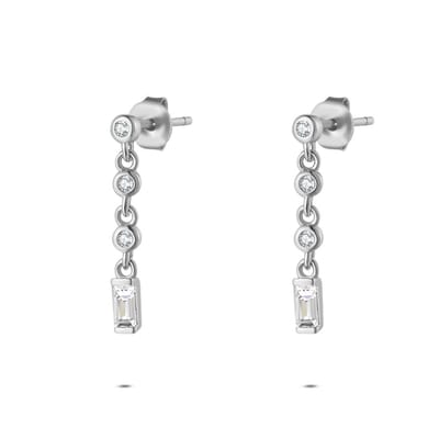Twice As Nice Oorbellen in zilver, hangend met zirkonia Zilverkleurig