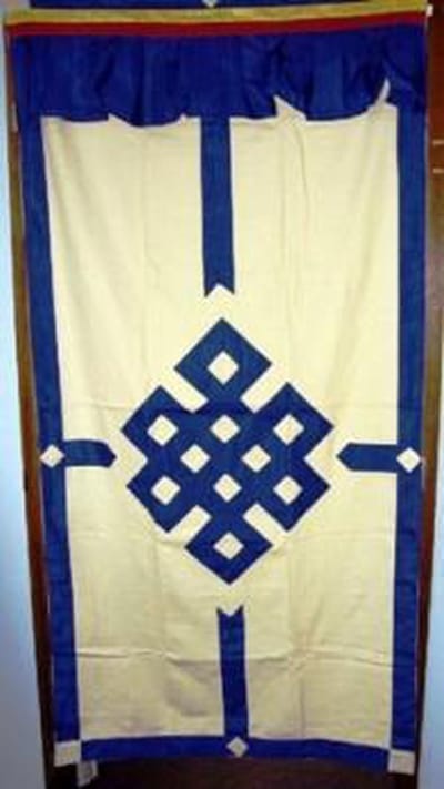 Yogi & Yogini naturals Tibetaans deurkleed blauw/ecru (178x85 cm)