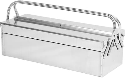 Dailygoods- Gereedschapskoffer Robuust - 2 Laags - Roestvrij Staal - 3 Laden - Opbergkoffer - Versterkte Handgrepen - Gemakkelijk te Reinigen - Gereedschapsbox