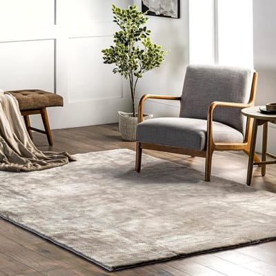 Flycarpets Solid Hoogpolig & Wasbaar Effen Vloerkleed - Beige / Naturel - Tapijt Woonkamer- 200x290 cm