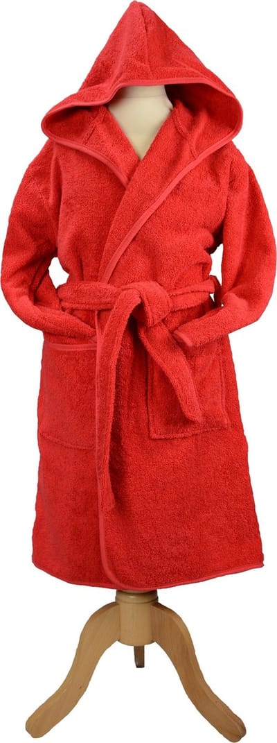ARTG® Boyzz & Girlzz - Kinder Badjas met Capuchon - Rood - Fire Red - Maat 116/128