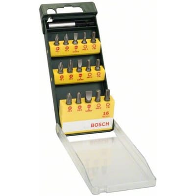 Bosch Accessories Promoline 2607019453 Bitset 15-delig Plat, Kruiskop Phillips, Kruiskop Pozidriv, Binnen-zesrond (TX), Inbus Incl. bithouder