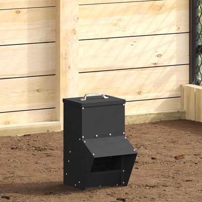 vidaXL Kip voerbak Zwart 20 x 25 x35 cm Koudgewalst Staal