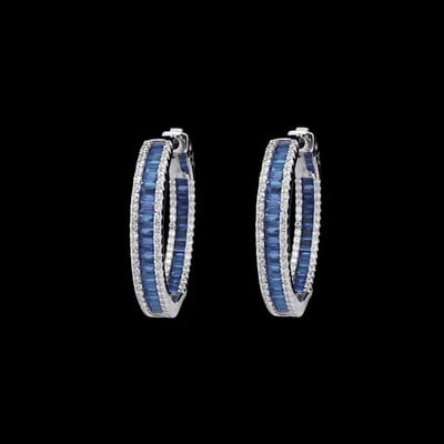Victoria Valenza 925 Sterling Zilveren Oorbellen met Blauwe Zirkonia Stenen - Oorringen - 925 sterling zilver - Zilverkleurig - Zirkonia