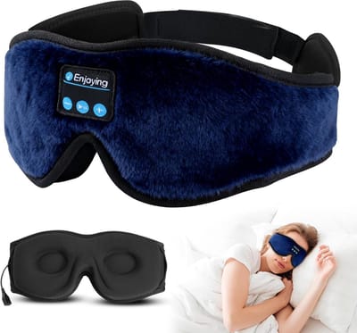 Slaapmasker Bluetooth - Muziek Oogmasker - Ontspannen Reizen - 3D Drukloos Design - 10 Uur Speeltijd - Blauw