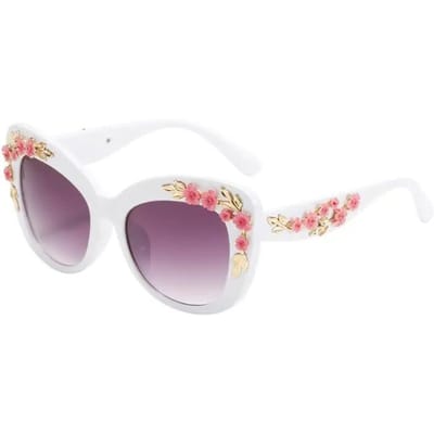 Pour Femmes Monture Décorée de Fleurs Lunettes de Vue Baroque Vintage Lunettes Oeil de Chat Lunettes de Soleil Designer Premium pour Femmes Lunettes de Soleil Roses Tendance gray
