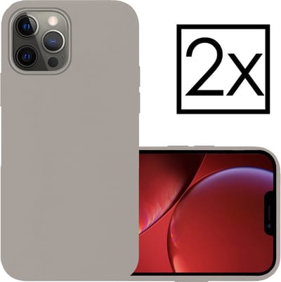 Hoesje - 2 Stuks - Geschikt voor Apple iPhone 14 - Sterk & Shockproof - Case Siliconen - Back Cover - Telefoon Hoes - Grijs