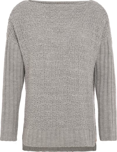 Knit Factory Emily Gebreide Dames Trui - Dames pullover gemaakt van Wol - Damestrui voor in de winter - Wintertrui - Lange mouw - Boothals - Iced Clay - Bruin - 36/38