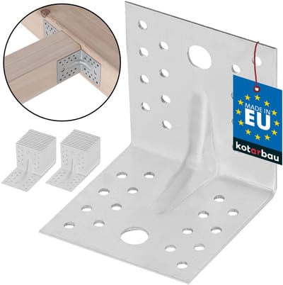 KOTARBAU® 25 Stuks Hoekverbinder, Verzinkt Staal, 80 x 80 x 80 mm, Zilver, Hoekanker Met Ril, Zware Hoekverbinding, Hoekijzer, Versterkingshoek, Montagehoek Voor Houtconstructies