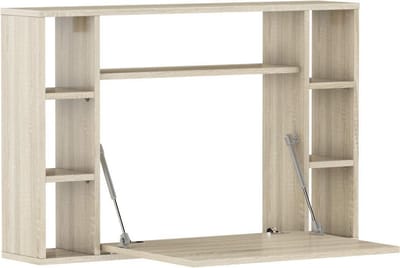 Opklapbaar Wandbureau met Opbergplanken voor Woonkamer of Kantoor