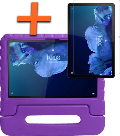 Hoesje - Geschikt voor Lenovo Tab P11 - Met Screenprotector - Kinderhoes Shockproof Bumper - Kidsproof Case - Tablet Hoes - Kinder Hoes Cover - Paars