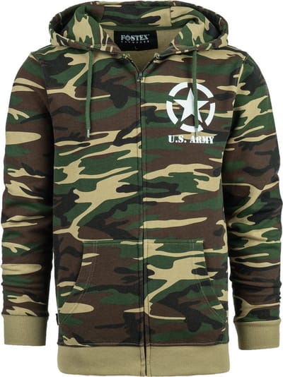 Fostex Hoodie met rits Allied Star U.S. Army camo S