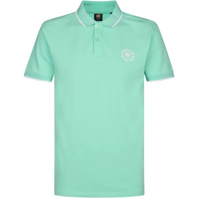 Petrol Industries groene heren polo   Rib kraag   Regular fit   Knoopsluiting   Korte mouw Groen XL