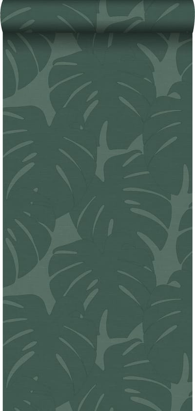 Origin Wallcoverings behang bladeren met geweven structuur zeegroen - 347763 - 0,53 x 10,05 m