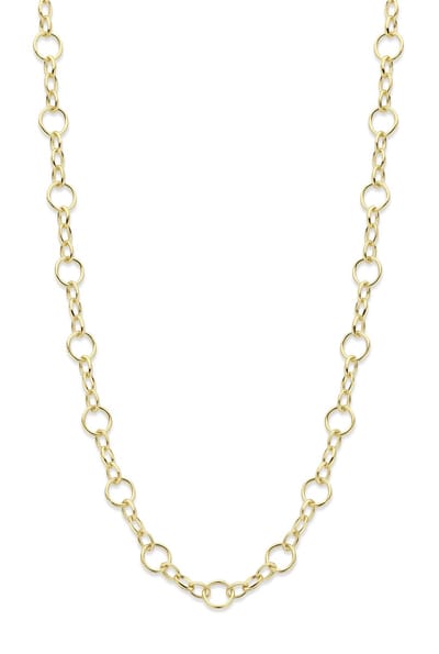 Mori Gold Filté 7,3mm breed collier, Ronde schakels met drie 3,7mm breed collier, Ovale t'ogen, goud gevuld 1/20