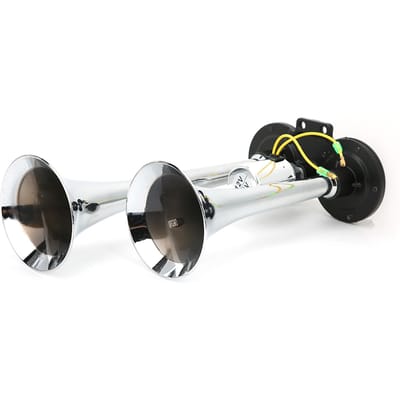 Klaxon à air pneumatique universel pour voiture Double trompette 130dB 12V 24V Train Auto Camion ABS Métal blanc