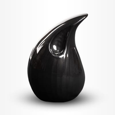 Teardrop Urn Middel 400 ml Zwart Glans - Urn voor Menselijke As - Crematie Urn voor As Volwassenen - Dieren Urn voor As Crematie - Urn Hond - Urn Kat