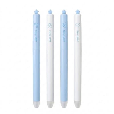 Ainy - Schattige Ster Uitwisbare Pen - Set van 4 uitgumbare pennen voor etui of pennenzak | Unieke draaibare fidget design | Blauw Inkt | Ideale teken balpennen cadeauset voor kinderen en volwassenen