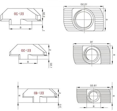 Set Sliding T Nuts Europese Standaard in Gegalvaniseerd Koolstofstaal voor Aluminium Profielen - Duurzaam, Sterk, Precisie